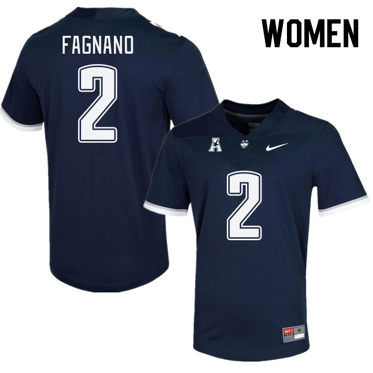Women #2 Joseph Fagnano Connecticut Huskies College Football Jerseys Stitched Sale-Navy